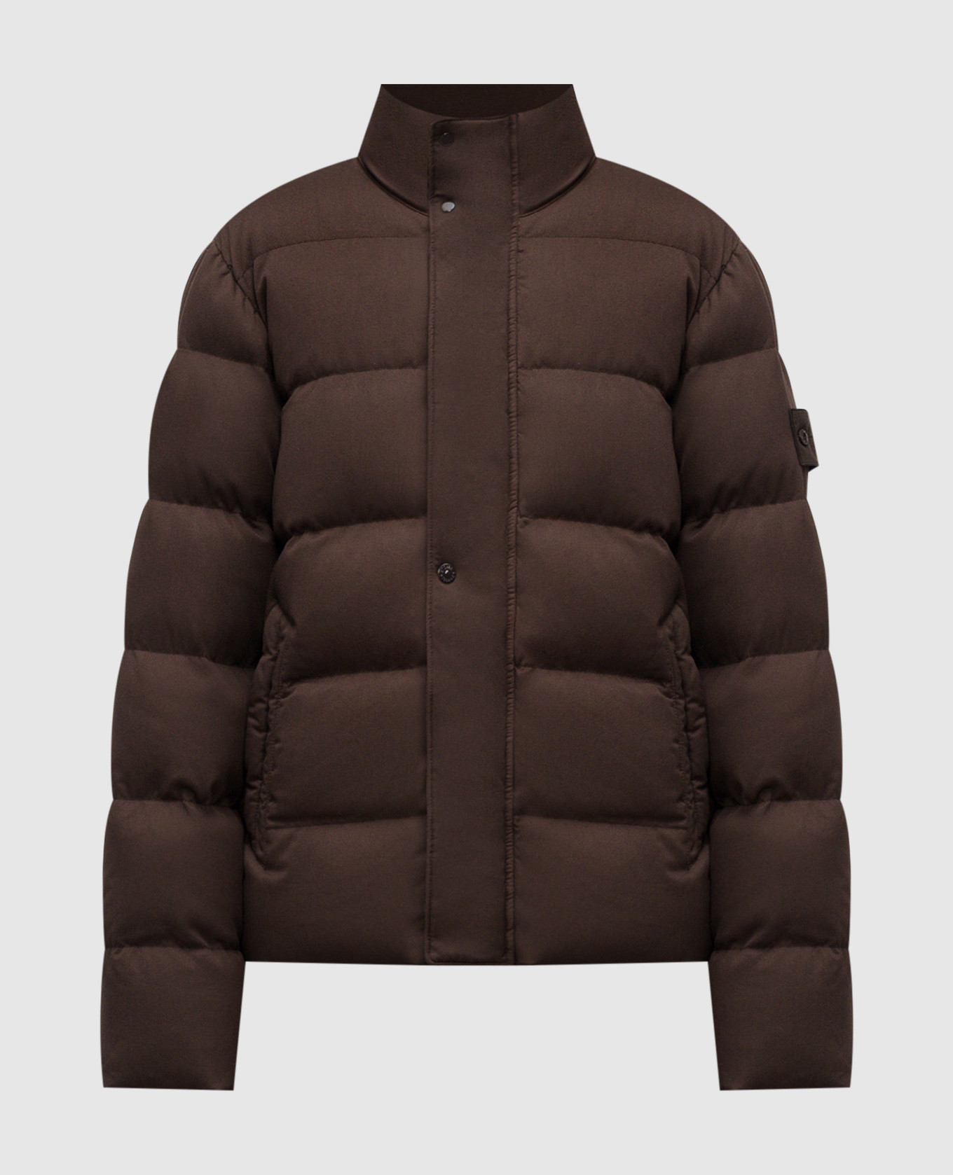 

Brown wool down jacket with logo Stone Island