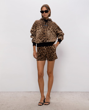 Dolce&Gabbana Brown leopard print hoodie F9U48TFS785