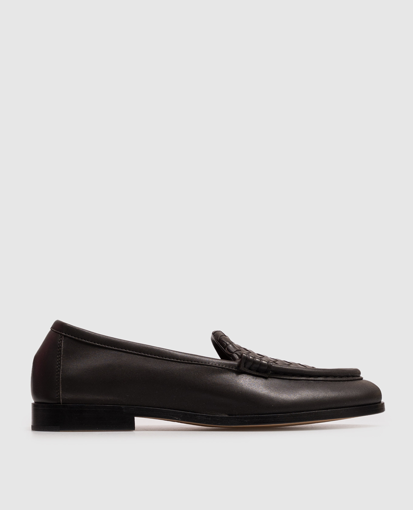Dark brown Intrecciato leather loafers