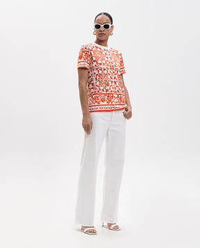 Dolce&Gabbana White T-shirt with branded print F8V42TGDDT6
