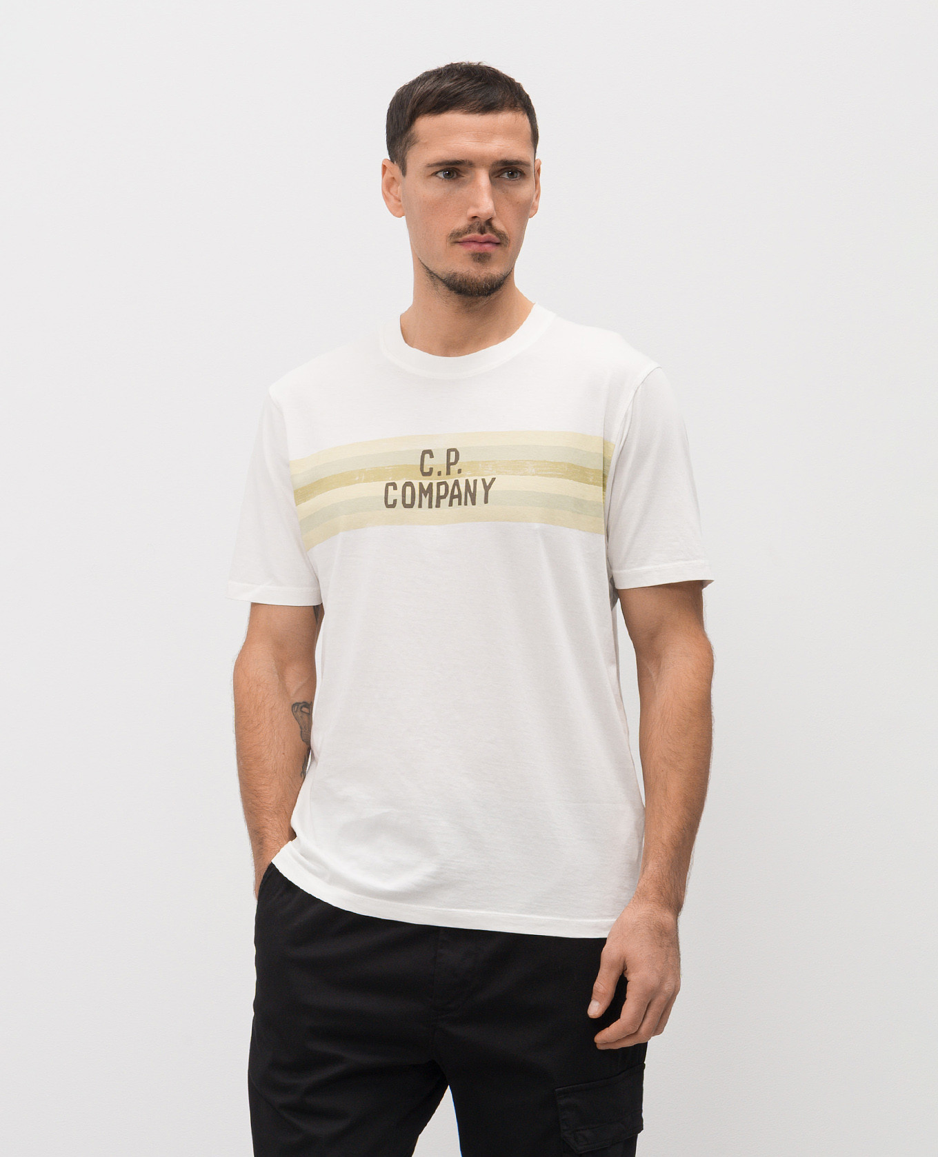 

White T-shirt with logo C.P. Company