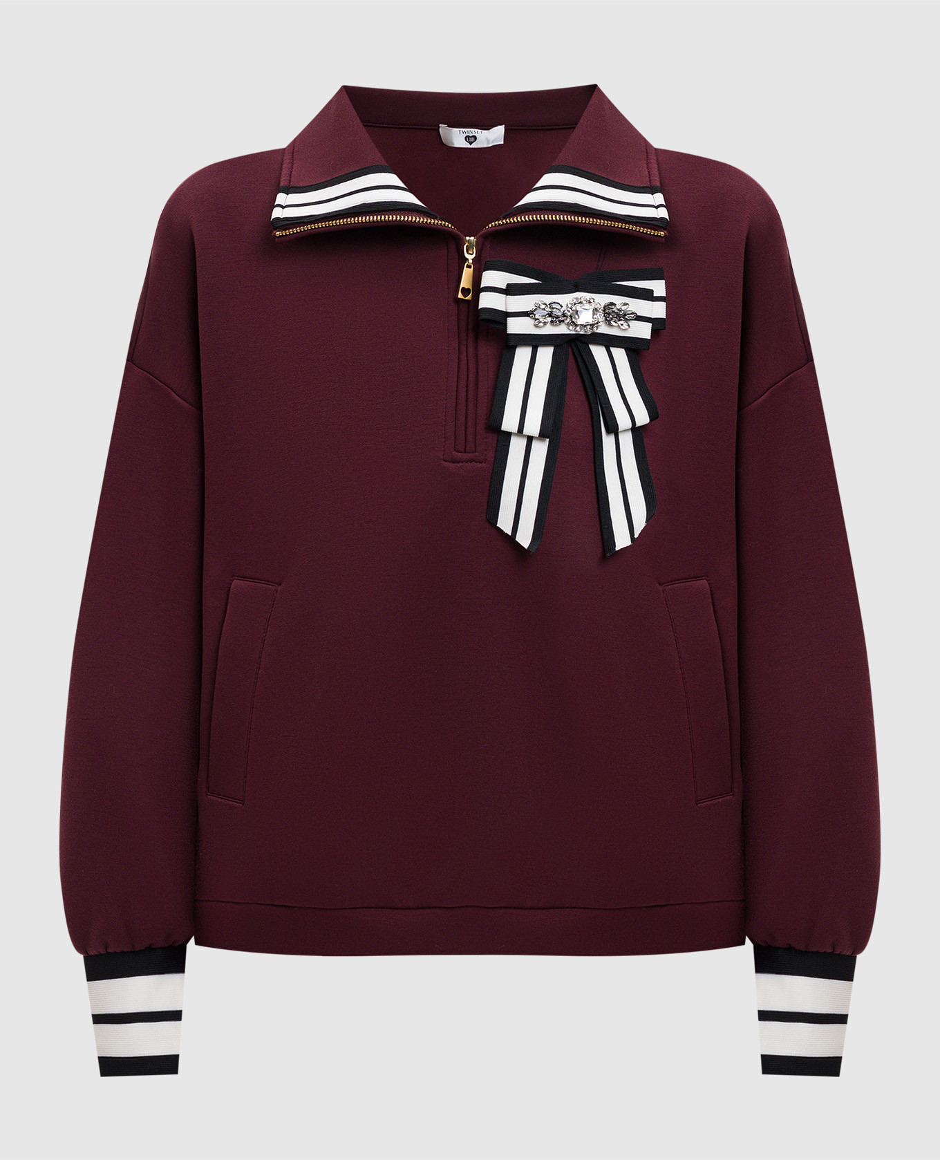 

Burgundy sweatshirt with brooch Twinset