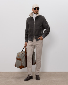 Brunello Cucinelli Grey jeans with logo patch M277PD3210
