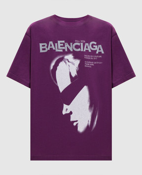 Balenciaga Purple T-shirt with logo print 871733TUVO5