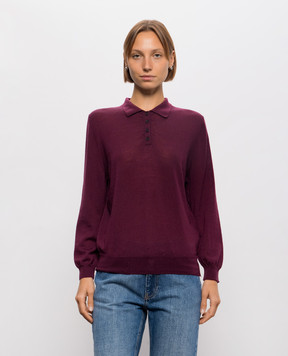 Solotre Burgundy wool polo shirt with logo embroidery M3AC0047