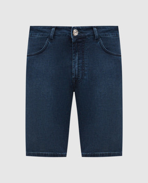 Stefano Ricci Blue denim shorts with logo patch MST6102160T0042