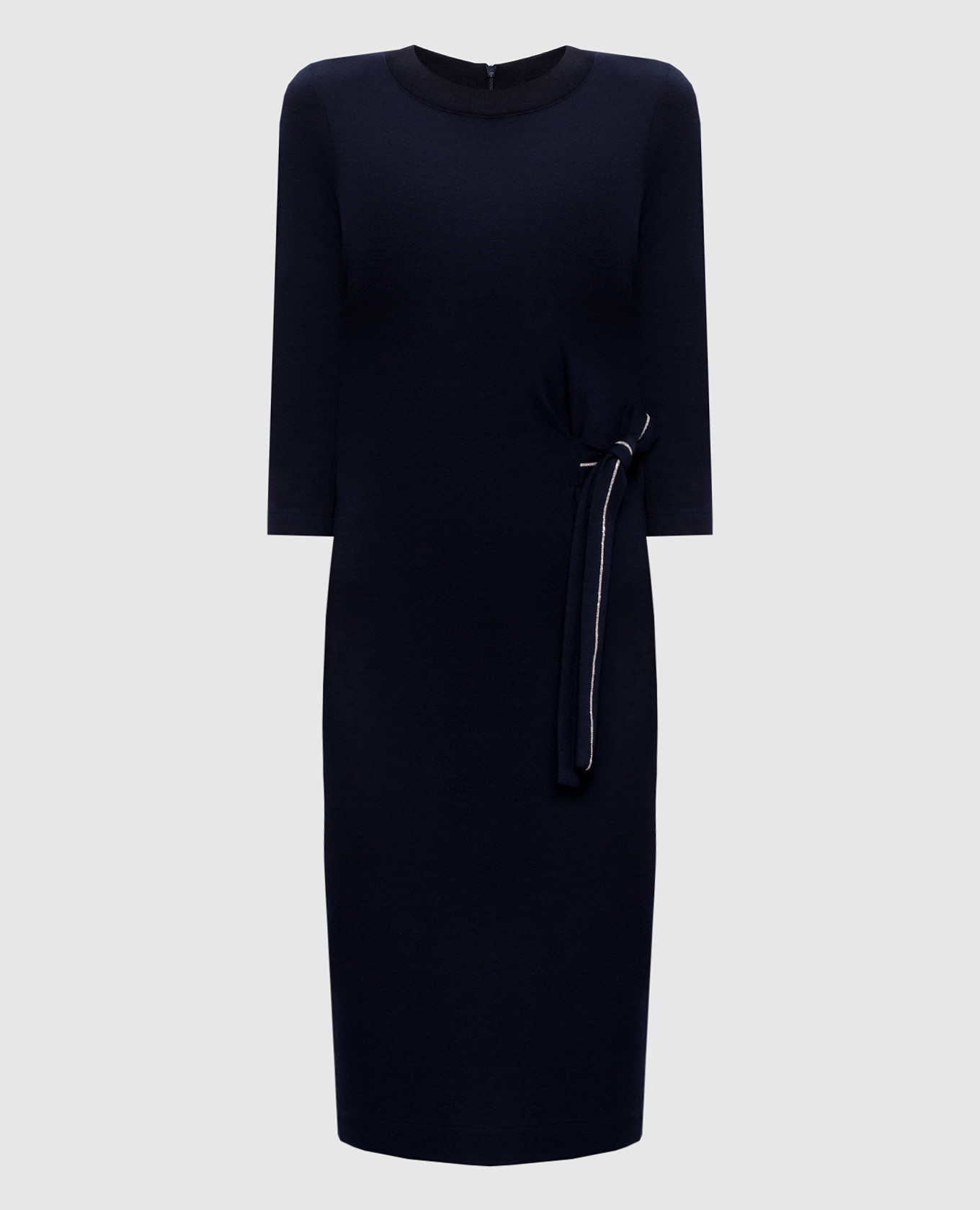 

Blue wool dress with monil chain Peserico