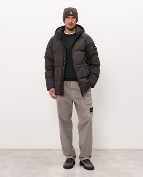 Stone Island Grey down jacket with logo patch L2S154100037S0A23