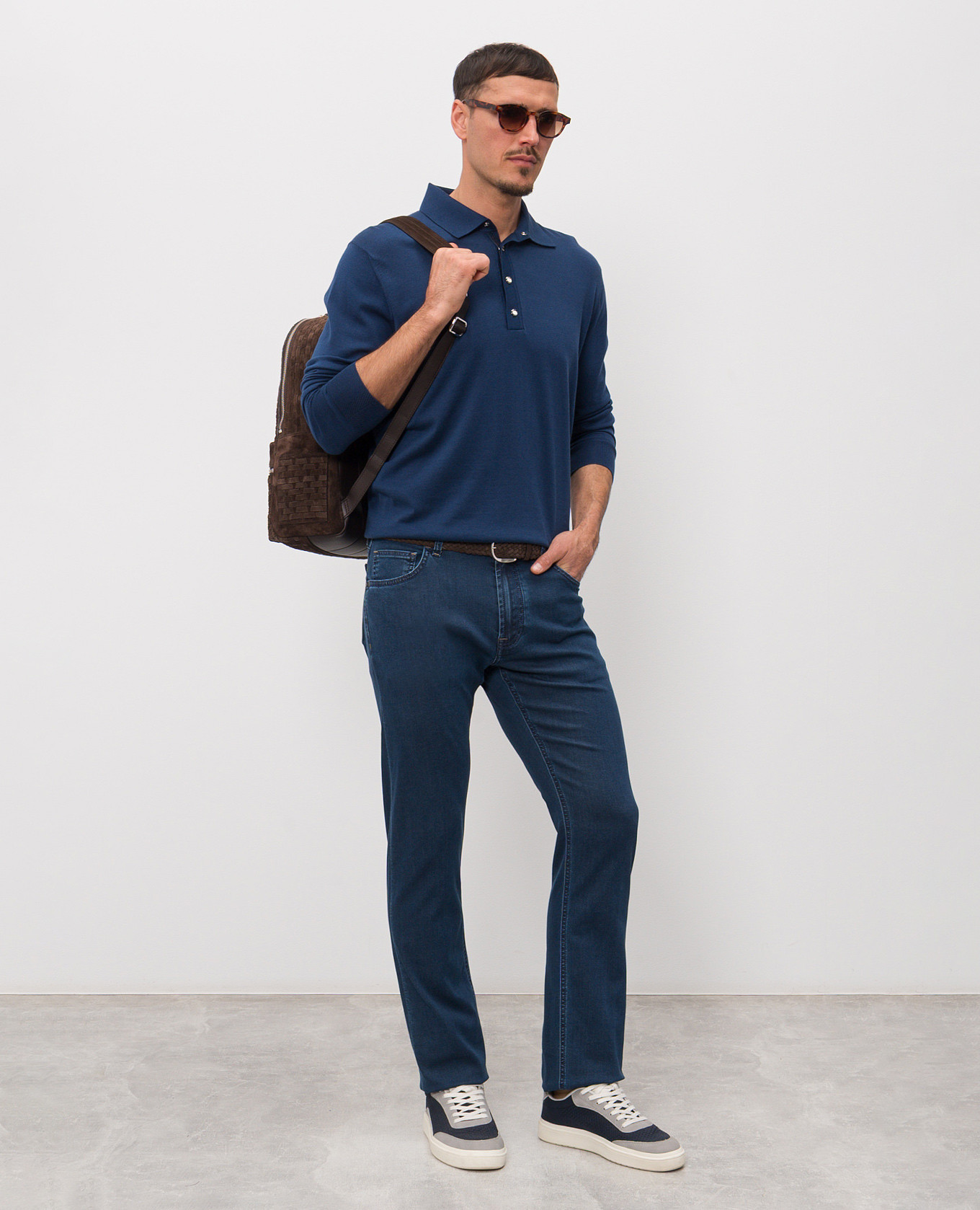 

Blue jeans with textured logo Stefano Ricci