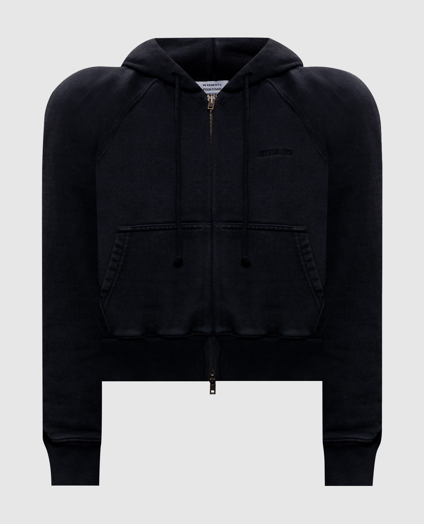 Black cropped sports jacket with accent shoulders