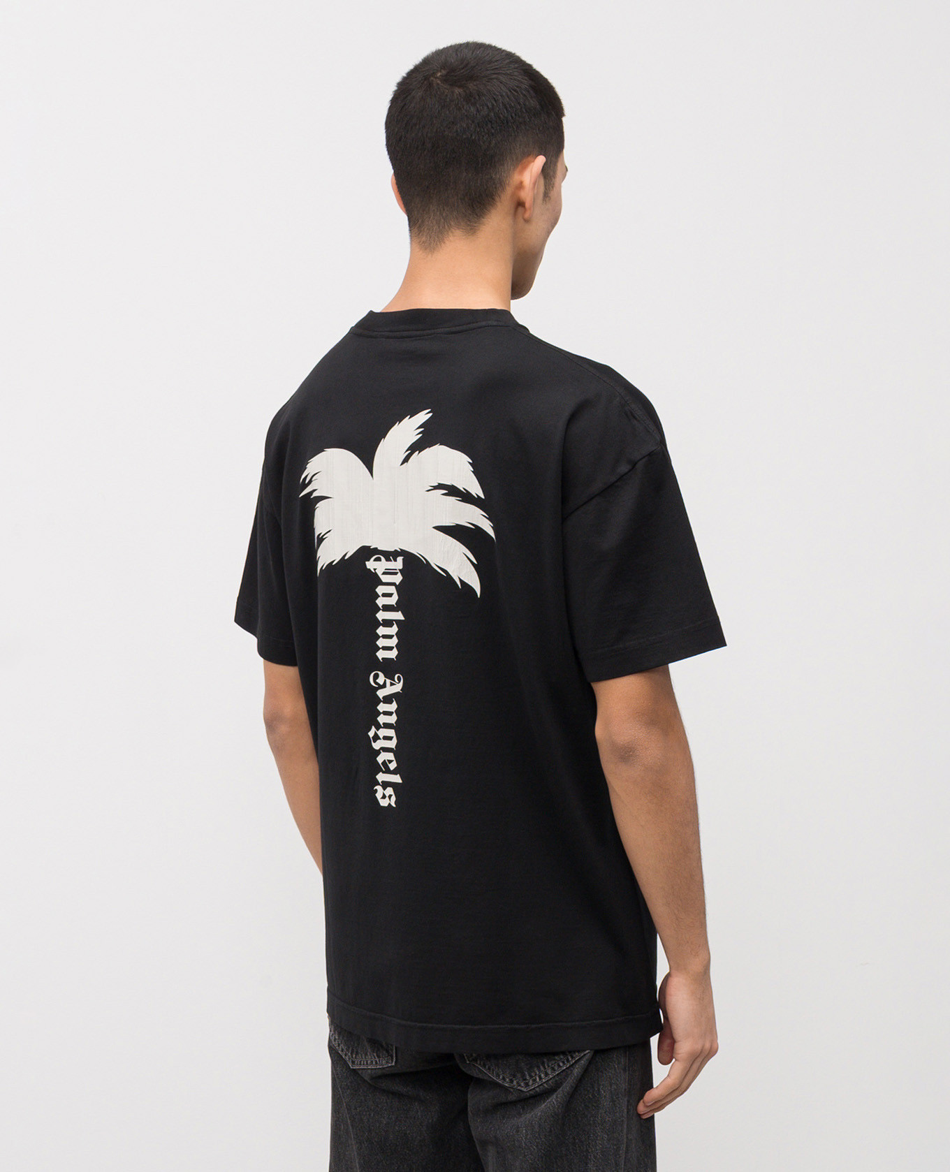 Black T-shirt with contrast logo Palm Angels 4