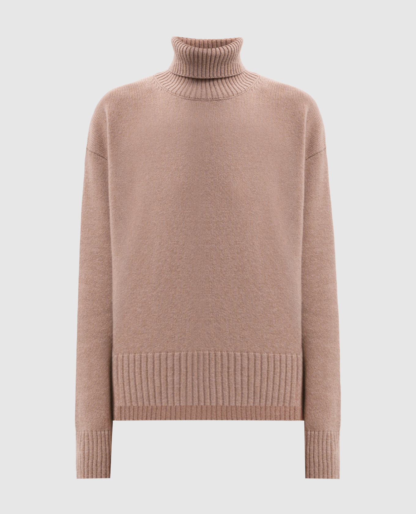 Beige wool, silk and cashmere sweater