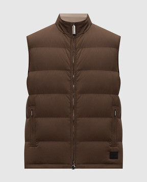 Stefano Ricci Brown down vest with logo patch MDJ6300280519V