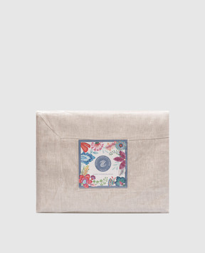 TESSITURA TOSCANA TELERIE Beige linen tablecloth and napkin set TIZIANO NT120025080267
