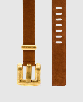 Balmain Anthem brown suede belt with logo engraving GN0WJ192LSDD