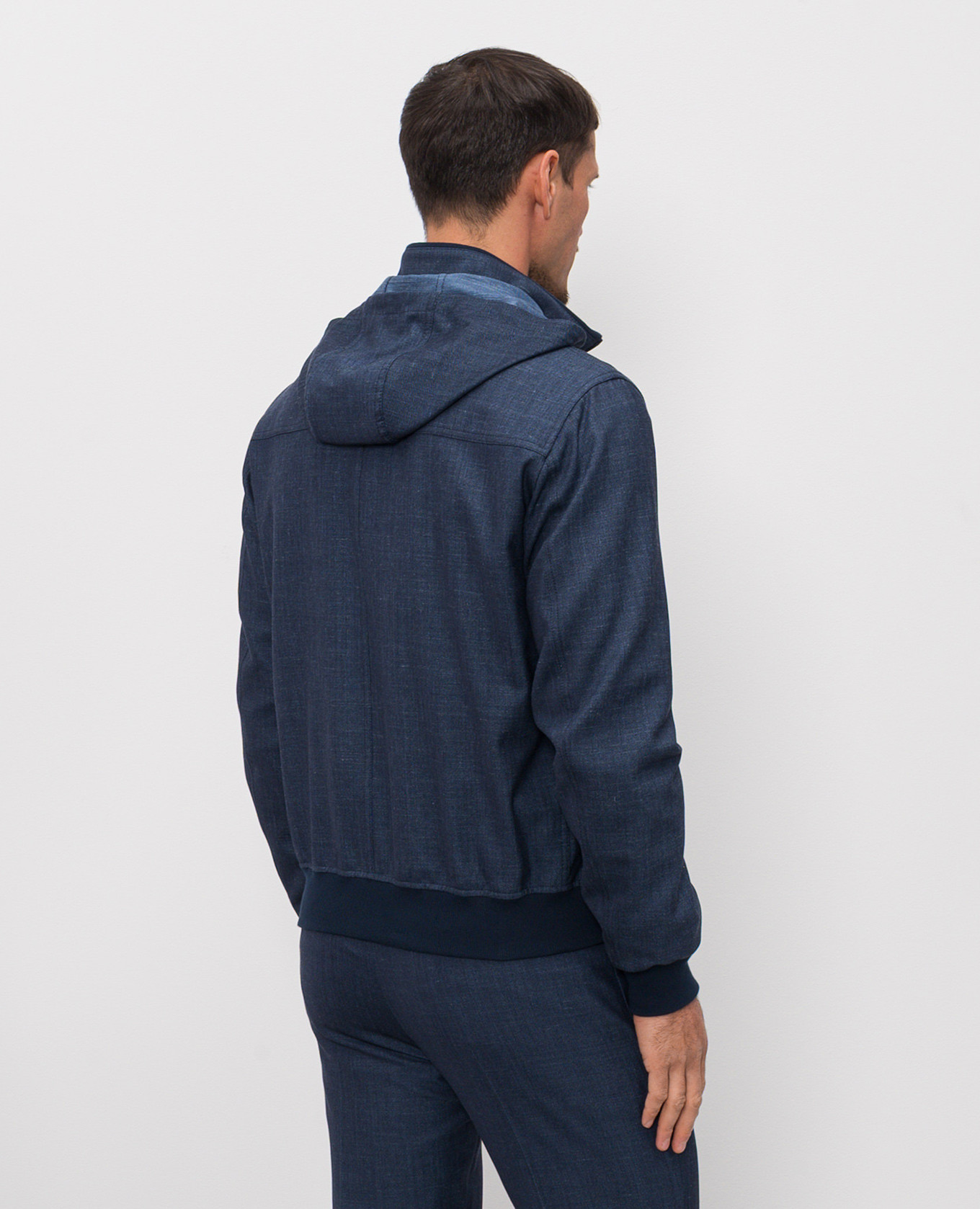 

Blue wool, silk and linen jacket Enrico Mandelli