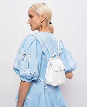 Dolce&Gabbana Children's white leather backpack with logo EB0264A1065
