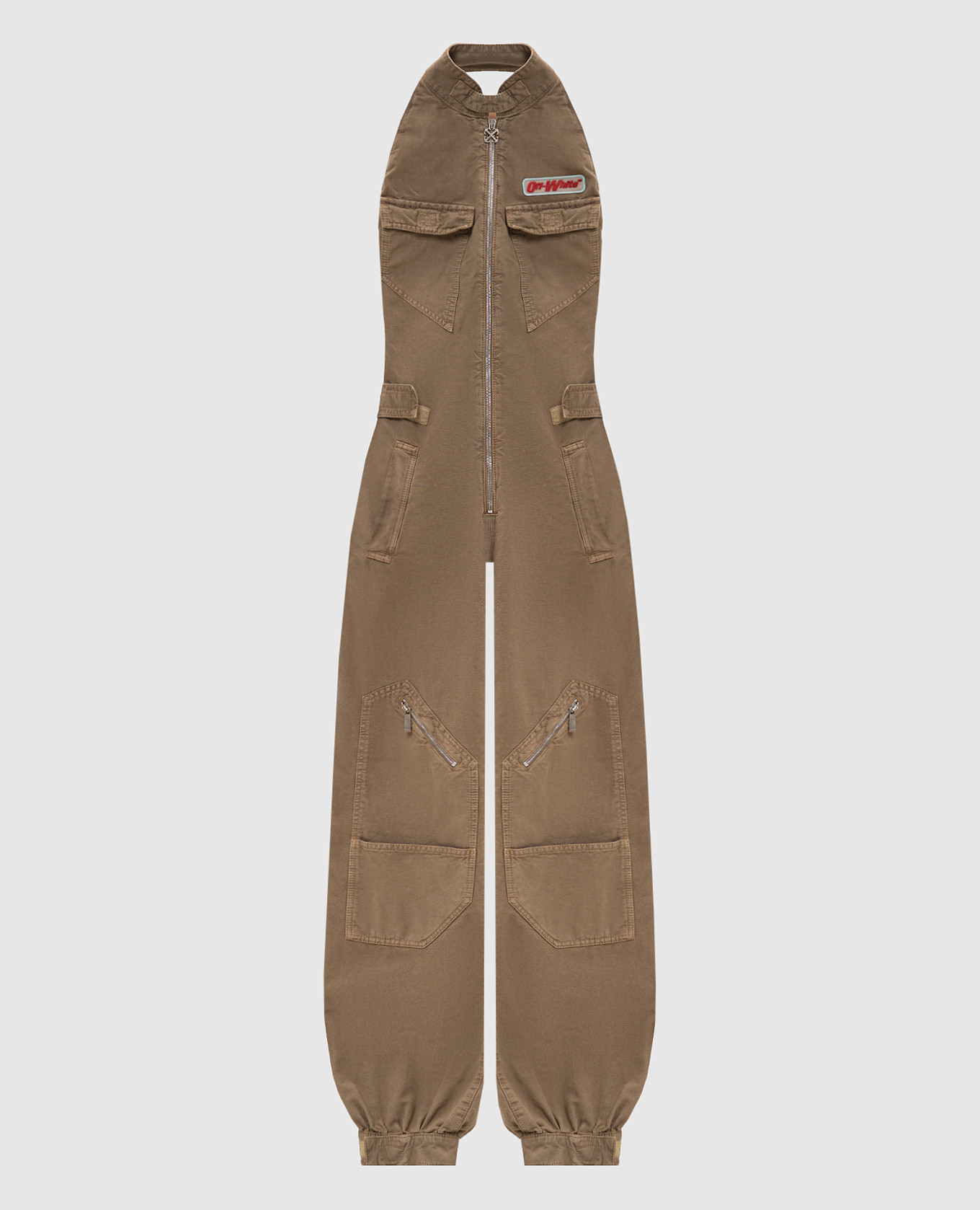 

Khaki cargo jumpsuit with open back Off-White