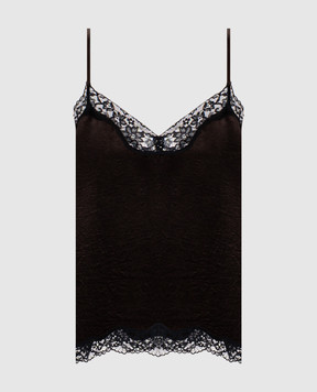 Twinset Brown top with lace 262TP2112