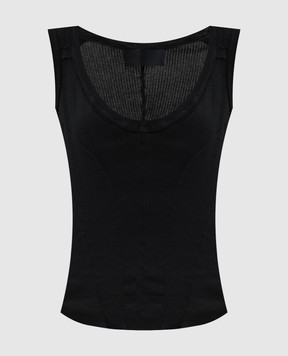 Marc Le Bihan Black ribbed tank top 2841