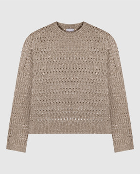 Brunello Cucinelli Brown openwork jumper with linen MCO564700