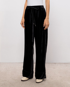 Ermanno Scervino Black velvet pants with silk D492P301XTC