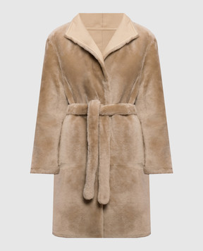 Yves Salomon Beige double-sided sheepskin coat with a smell 27WYM61694MESI