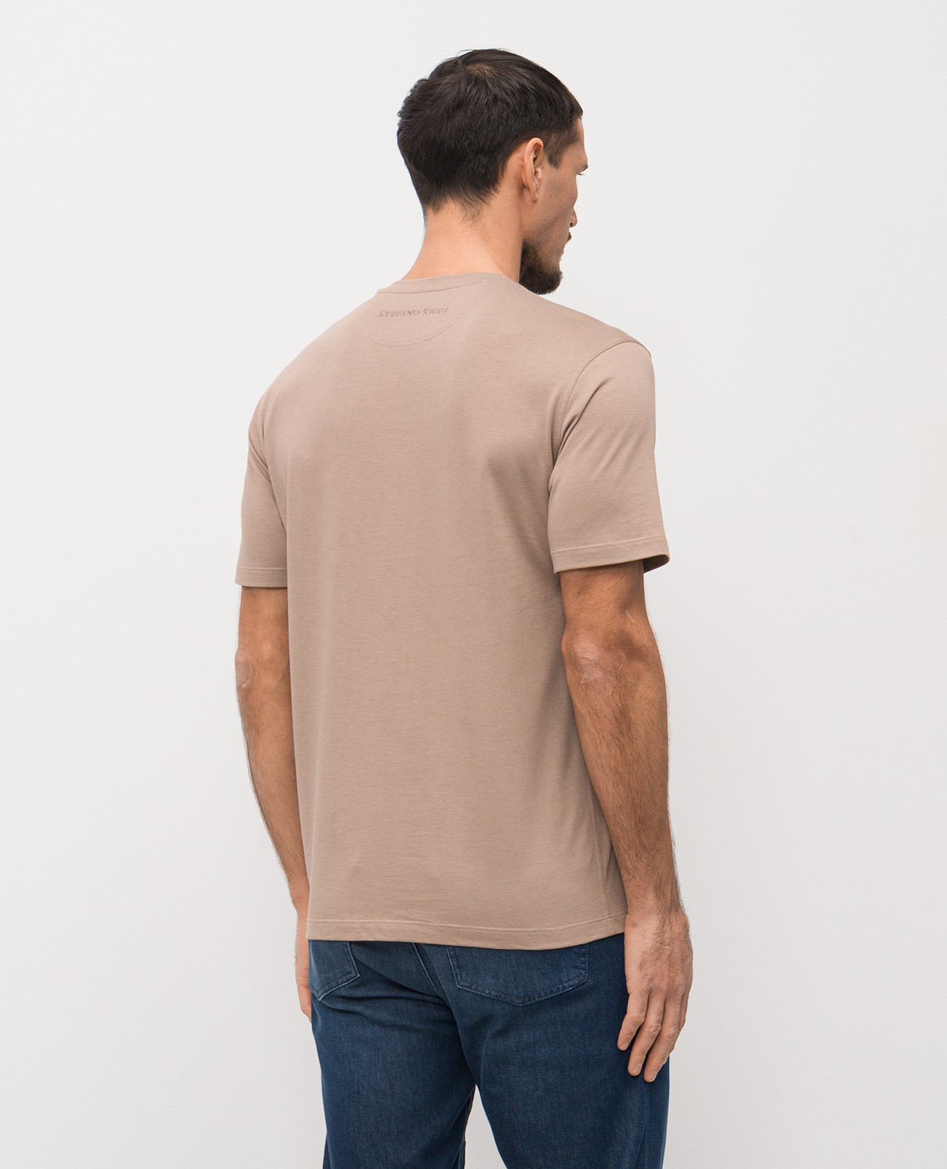 

Beige T-shirt with logo embroidery Stefano Ricci, Brown