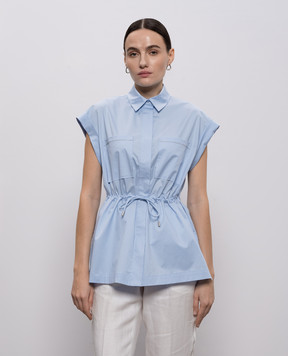 Peserico Blue shirt with a monil chain A0681901979