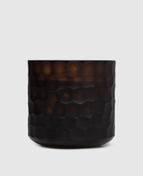 Onno Circle Amber L candle with Safari scent in a glass candle holder ON207SF