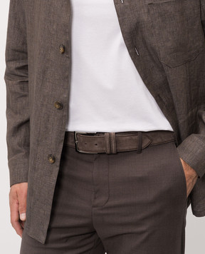 Cashmere&Whiskey Brown suede belt with logo engraving SUEDE