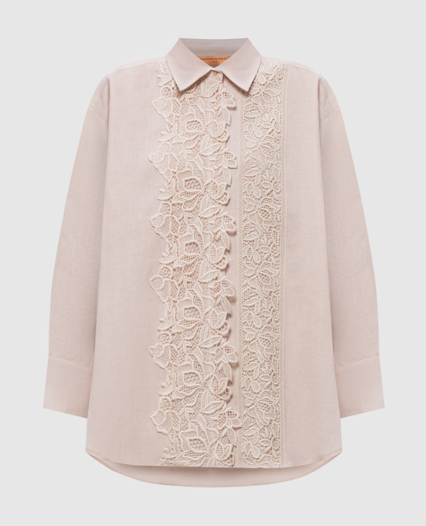 Pink linen shirt with lace