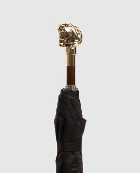 Pasotti Brown folding umbrella Horse OMITUO64SRASO67683W41