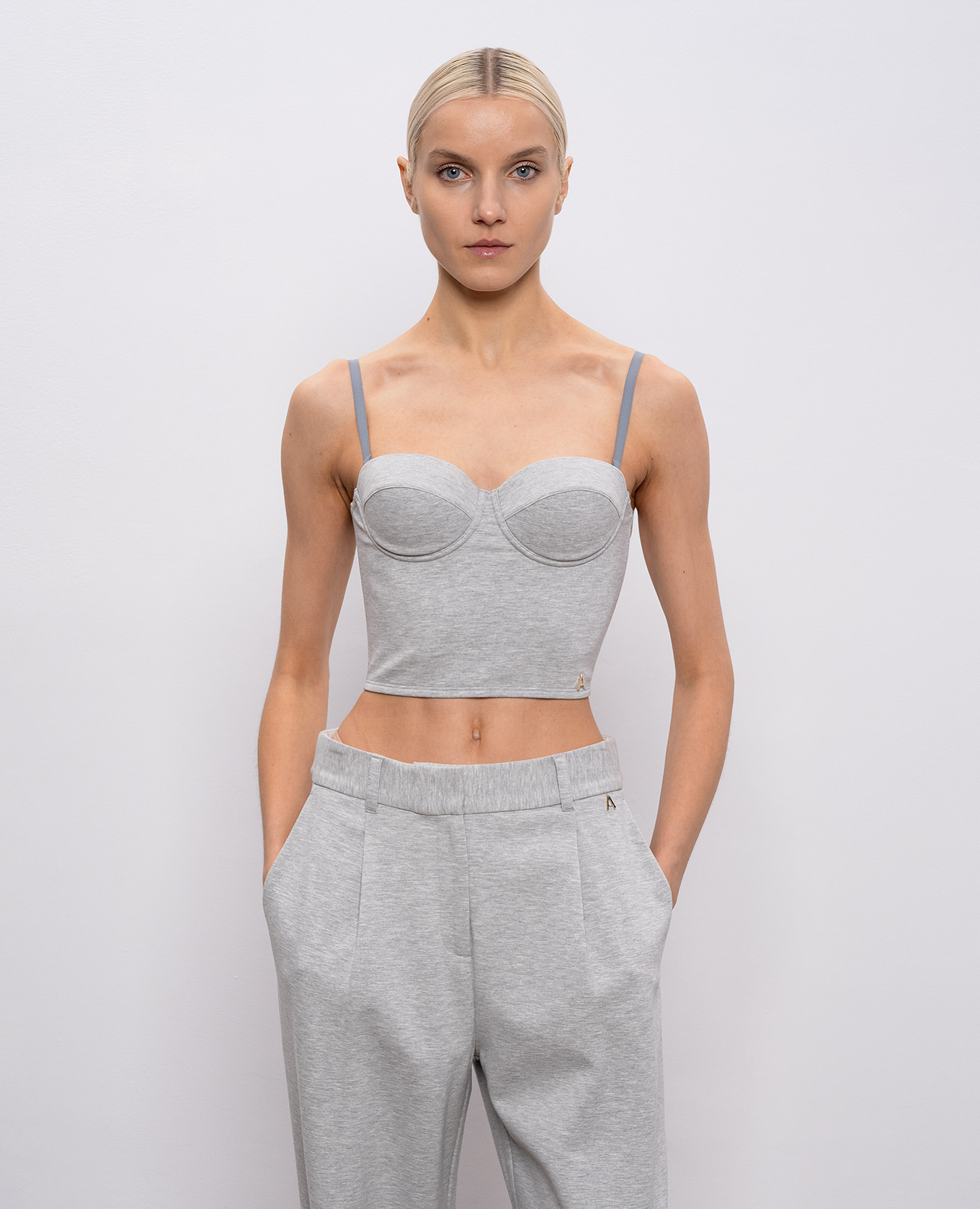 

Grey melange bustier top Twinset