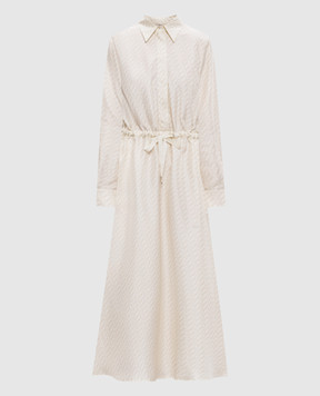 Herno Ivory silk dress with branded print AB000062D16009P