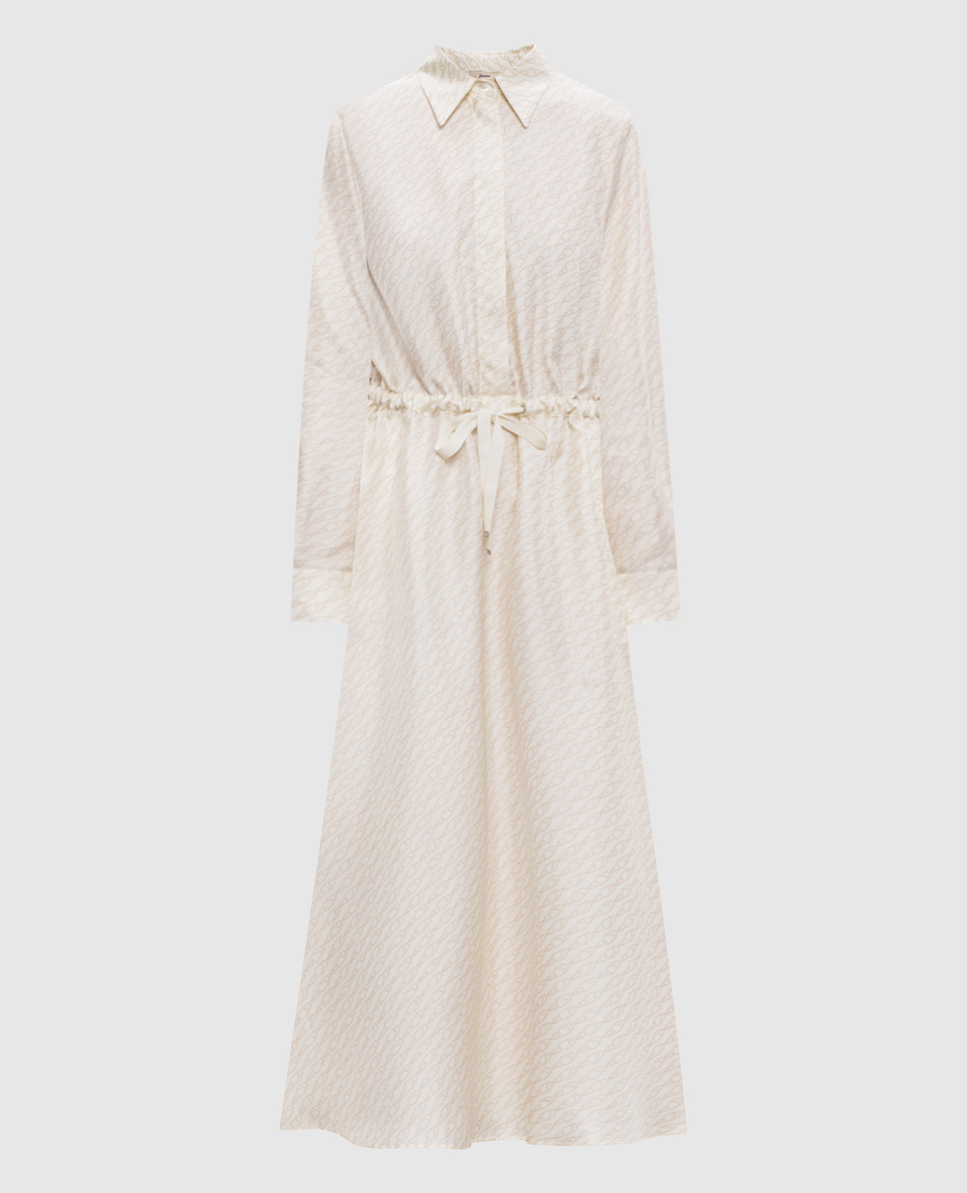 

Ivory silk dress with branded print Herno, Beige