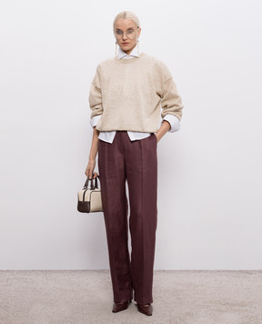 Brunello Cucinelli Burgundy linen pants MH527P9198