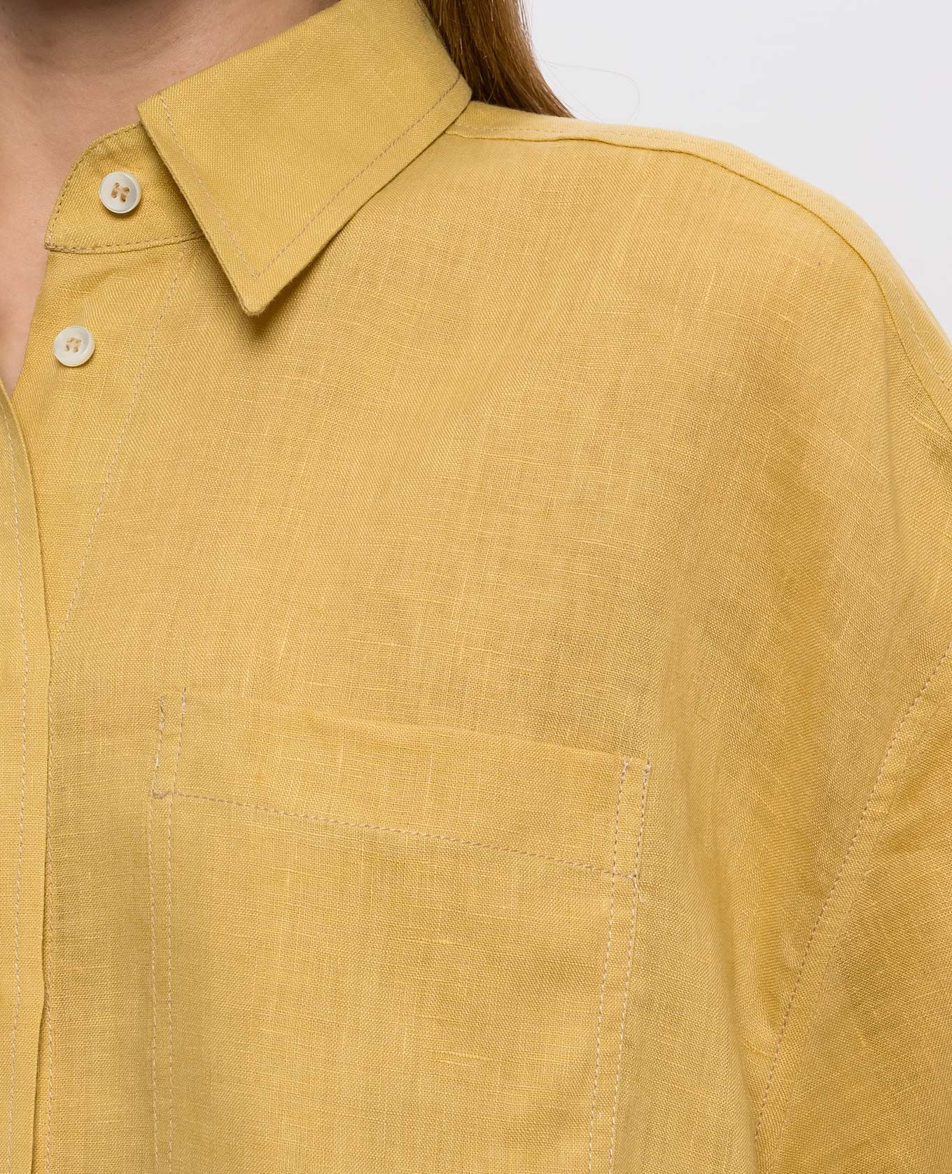 Yellow cropped linen shirt Brunello Cucinelli 5