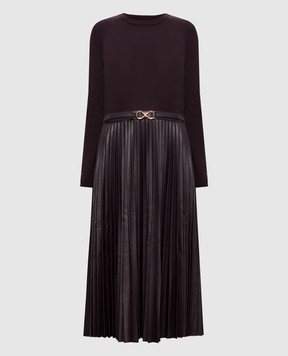 Twinset Brown dress with pleating 262TT3430