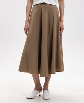 Max Mara Khaki linen and silk skirt MXMGOLF
