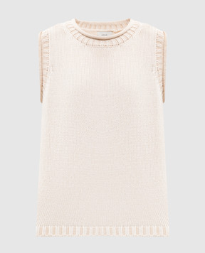 Loulou de Saison Beige Effy linen and silk vest EFFY