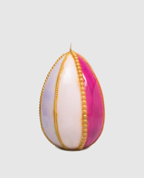 Cereria Introna Pink egg-shaped candle with beads 2191