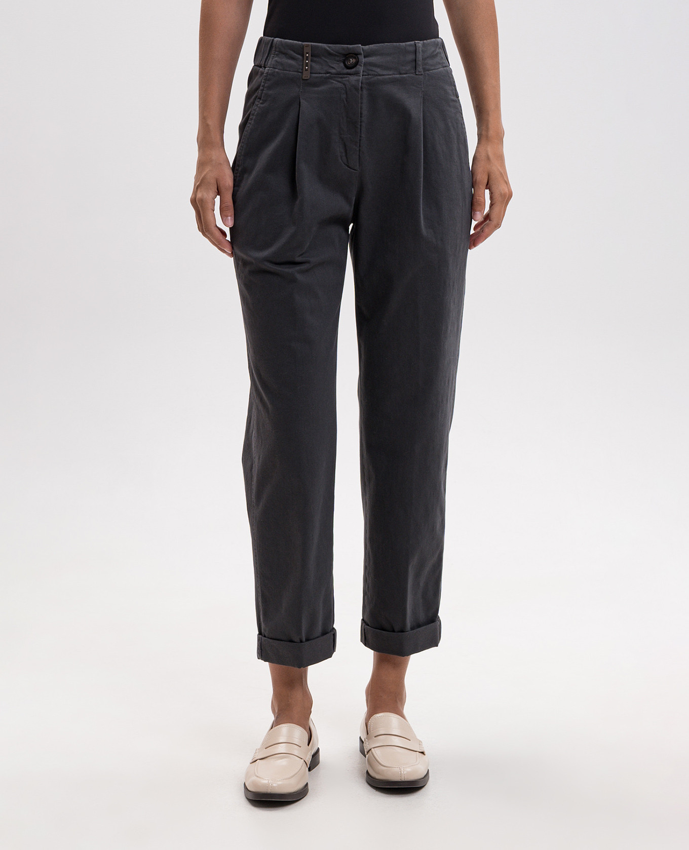 Gray pants with lapels Peserico 3
