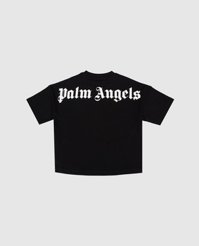 Palm Angels Children's black T-shirt with logo print PBAA002S26JER001