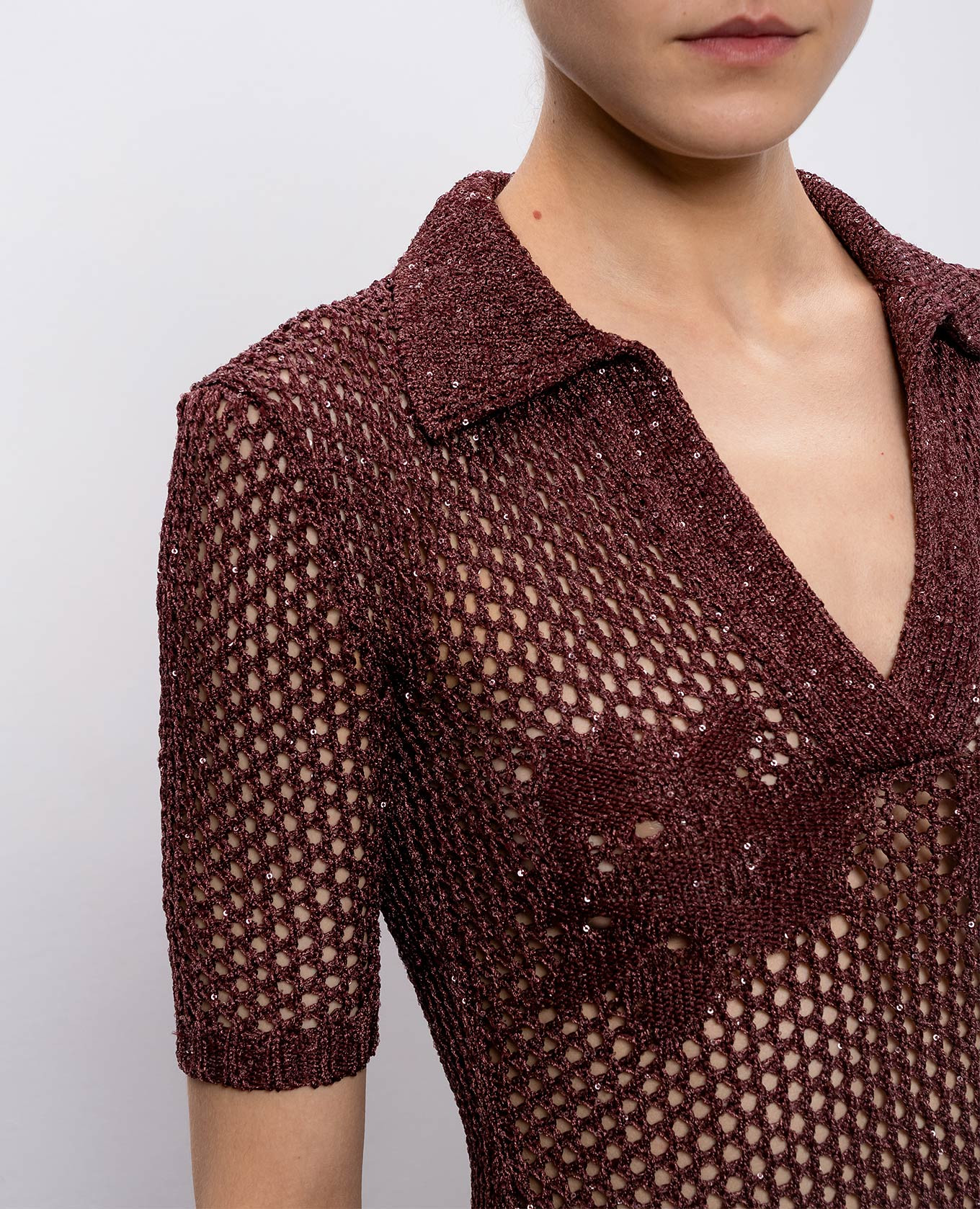 

Brown Floral Crochet Openwork Polo AMIRI