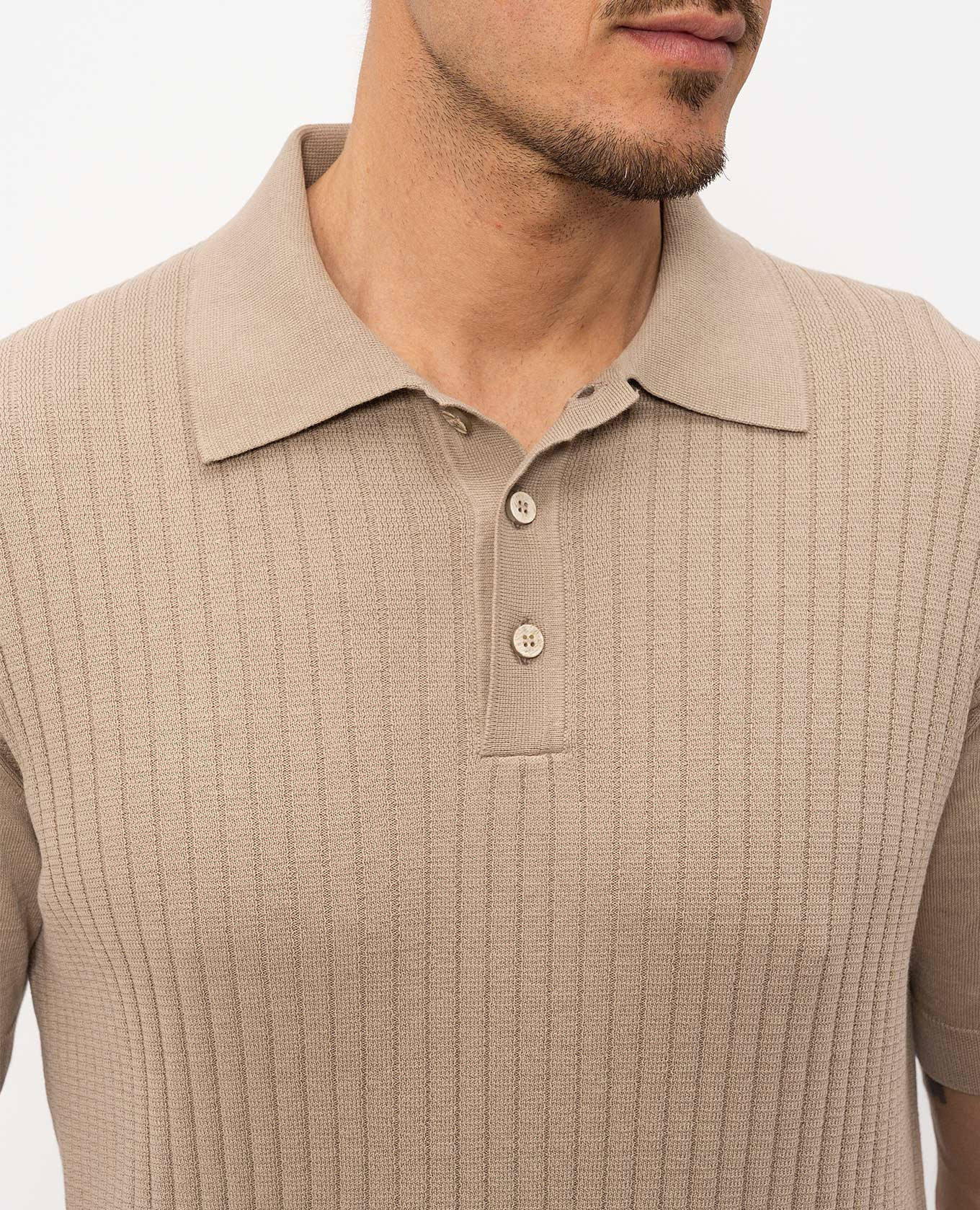 

Beige striped polo shirt Bilancioni, Brown