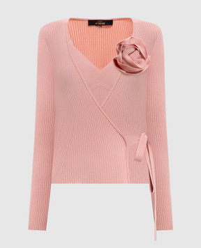 Twinset Pink ribbed cardigan and top set 261AP3105