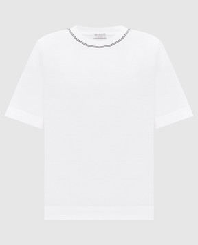 Brunello Cucinelli White T-shirt with chain M0T81BZ100