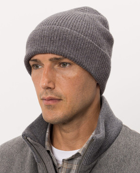 Peserico Gray wool and cashmere hat R76064F1209470