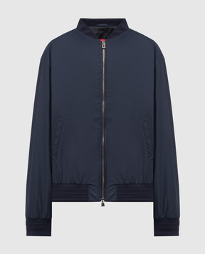 ISAIA Blue bomber jacket with wool SW730897541